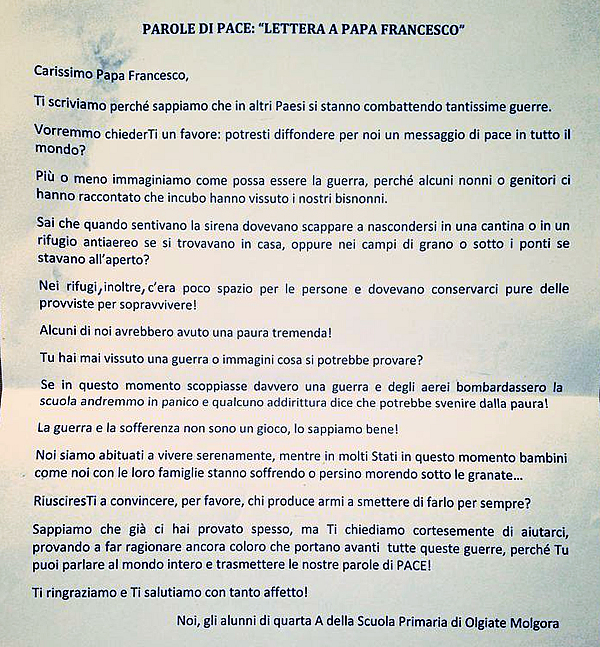 Bimba Brasiliana di 7 anni riceve una Lettera di Papa Francesco